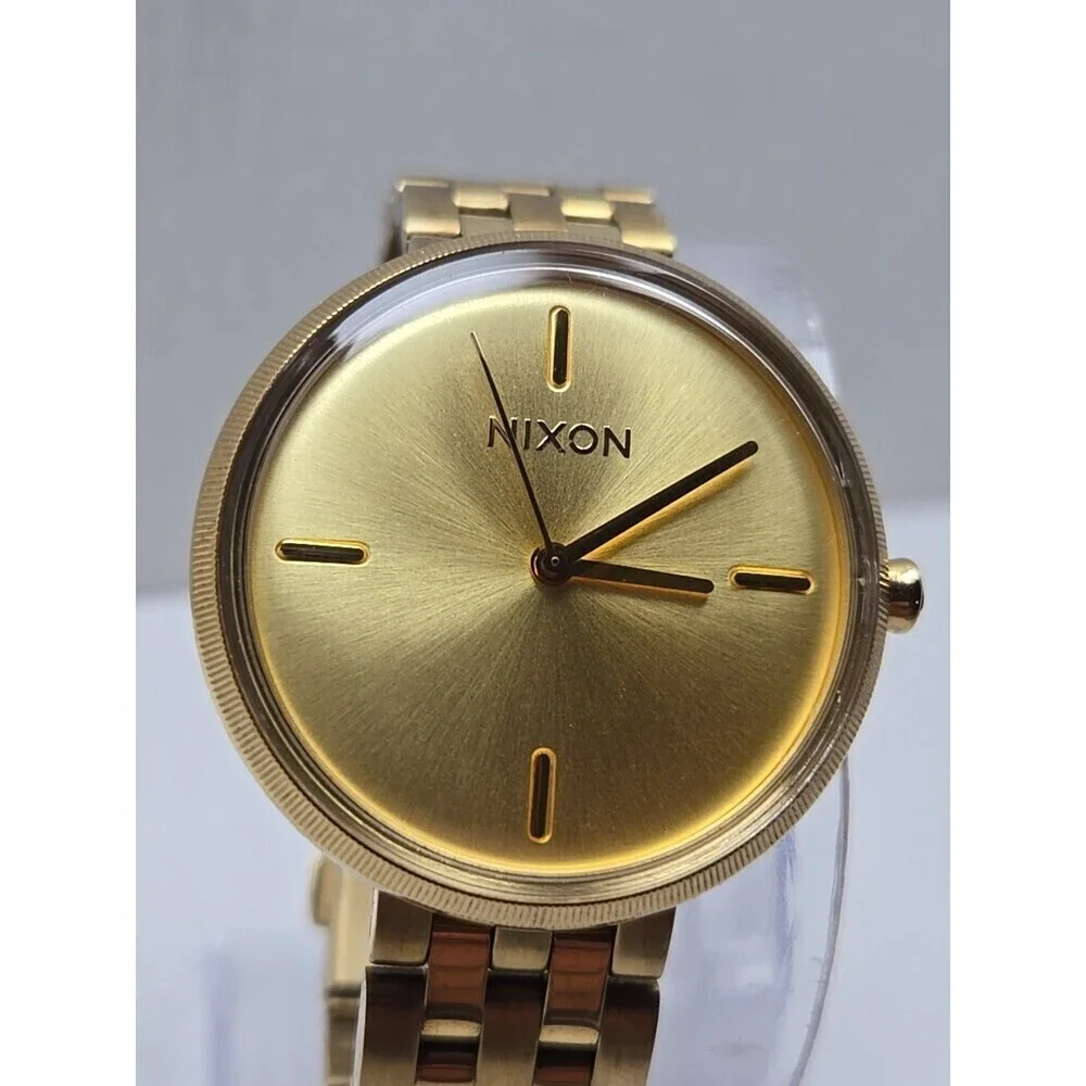 Nixon The Vix Rose All Day Gold Tone Womens Watch 35mm New Battery Size Small